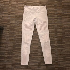 Alo light grey/white moto leggings